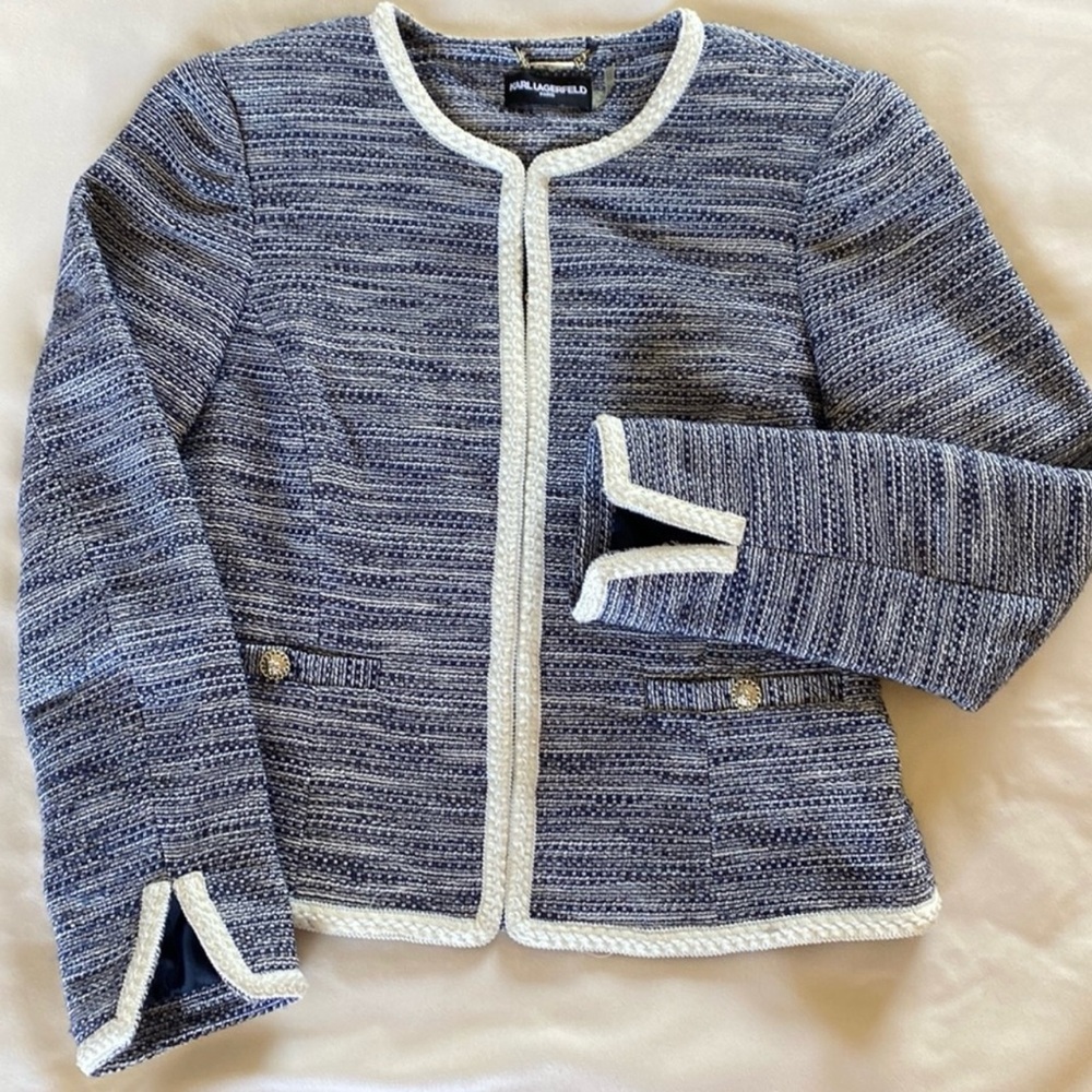 Blue and White Tweed Jacket